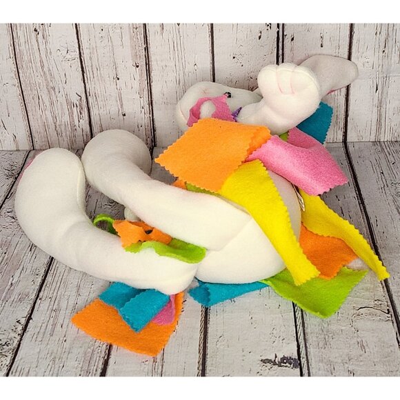 20" Vintage Handmade White Bunny Rabbit Felt Summer Heart Dress Stuffed Animal - Picture 4 of 4